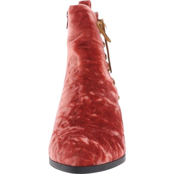 New Retro Journee Collection AQUA Orange Velvet Ankle Lace-up Boots, Sz 10 - Picture 3 of 5